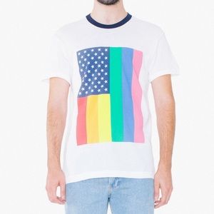 NWT American Apparel Pride Rainbow Flag Ring Tee